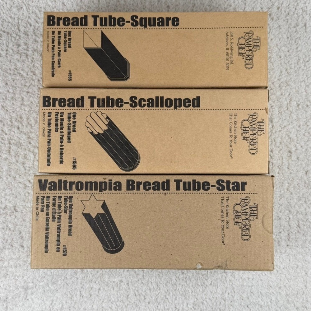 Pampered Chef Bread Tube Set of 3 Square Scalloped Star 1555 1565 1570 NEW